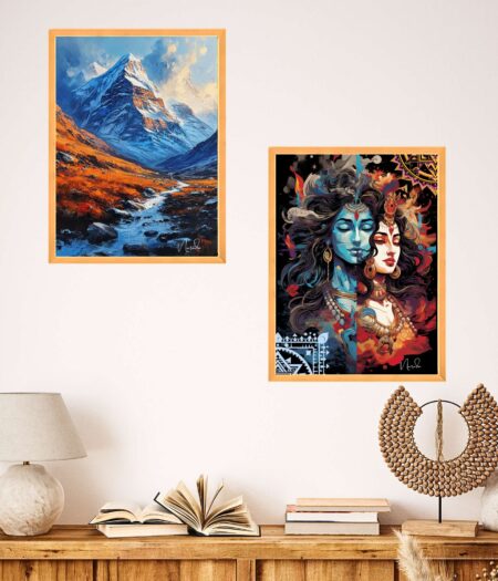 Set of Two Wall Paintings for Wall Dacoration Golden Framed Wall Paintings for Living Room & Bedroom Wall Art for Home Decoration & Office Wall Décor (14x11 inch CH-GD2-21)