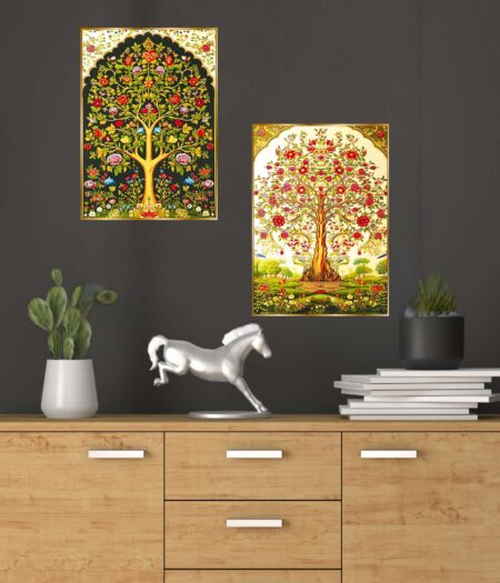 Set of Two Wall Paintings for Wall Dacoration Golden Framed Wall Paintings for Living Room & Bedroom Wall Art for Home Decoration & Office Wall Décor (14x11 inch CH-GD2-17)