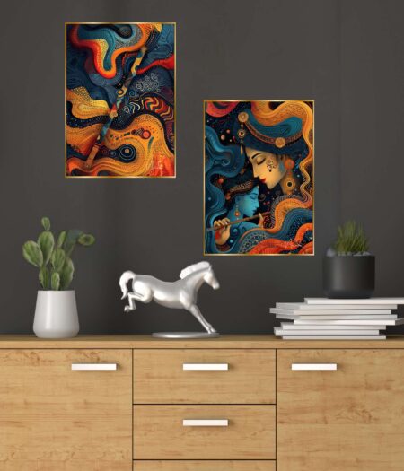 Set of Two Wall Paintings for Wall Dacoration Golden Framed Wall Paintings for Living Room & Bedroom Wall Art for Home Decoration & Office Wall Décor (14x11 inch CH-GD2-6)