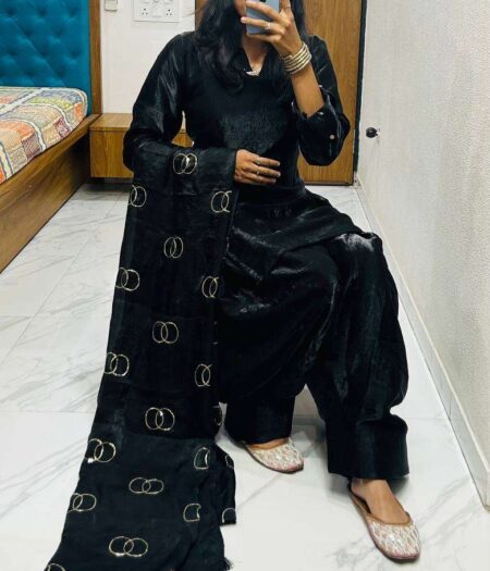 Women's Fendi Silk Solid Muslim Straight Kurti With Pant and Dupatta set