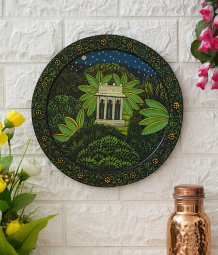 Pichwai Painting: Traditional Pichwai Painting: A House in the Jungle Paradise