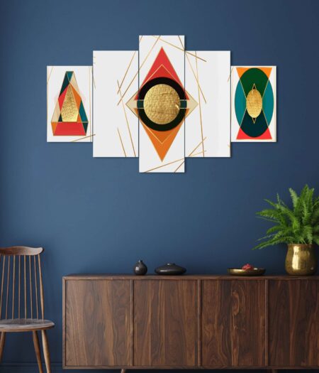 Modren Art Set of Five 3D Framed Paintings for Wall Decoration – Ideal for Home, Living Room, and Bedroom (75 x 43 CM)