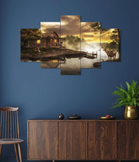 Nature Set of Five 3D Framed Paintings for Wall Decoration – Ideal for Home, Living Room, and Bedroom (75 x 43 CM)