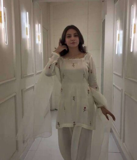 Women's Raw Silk Floral Printed Straight Kurti With Salwar and Dupatta Set