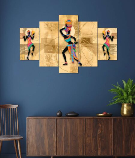 Rajsthani Set of Five 3D Framed Paintings for Wall Decoration – Ideal for Home, Living Room, and Bedroom (75 x 43 CM)