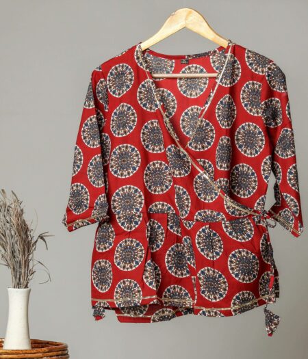 Handmade Block Print Cotton for Women ? Ethnic Floral Printed Top with Long Sleeves