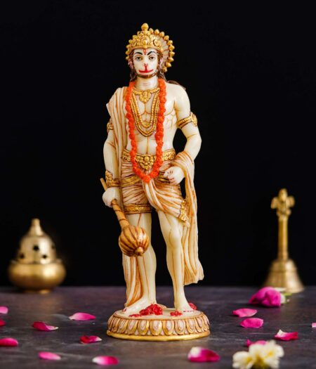 Marble Standing Hanuman Ji murti for Pooja Room Standing Hindu Lord Hanuman Statue for Home Temple Hotel Pooja Bajrangbali Idol Bala ji Murti Best for Gift