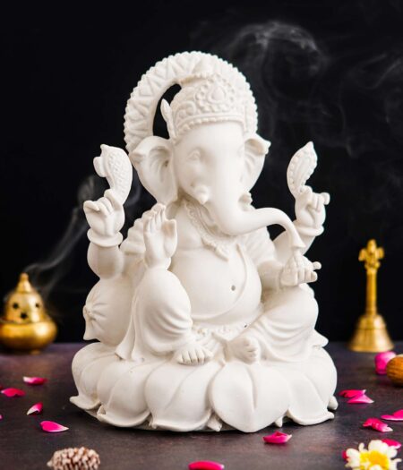 Marble Ganesh ji Statue Idol Murti for Home Decor Office Desk? for HomeDecor Decoration Gifting -1