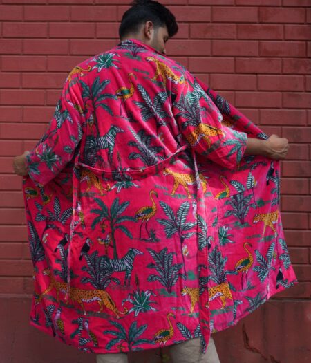 Womens Pink Velvet Embroidered Jacket with Floral Design