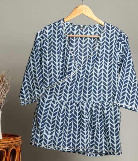 Handmade Block Print Cotton for Women ? Ethnic Floral Printed Top with Long Sleeves